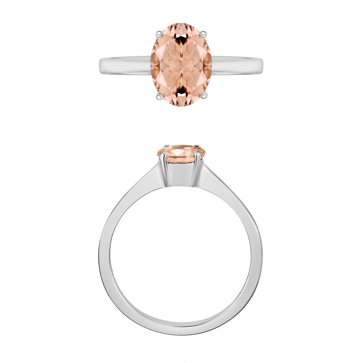 Luxoro Premium Pink Morganite 1.40 ctw Solitaire Ring in 14K White Gold (Size 9.0) image number 3