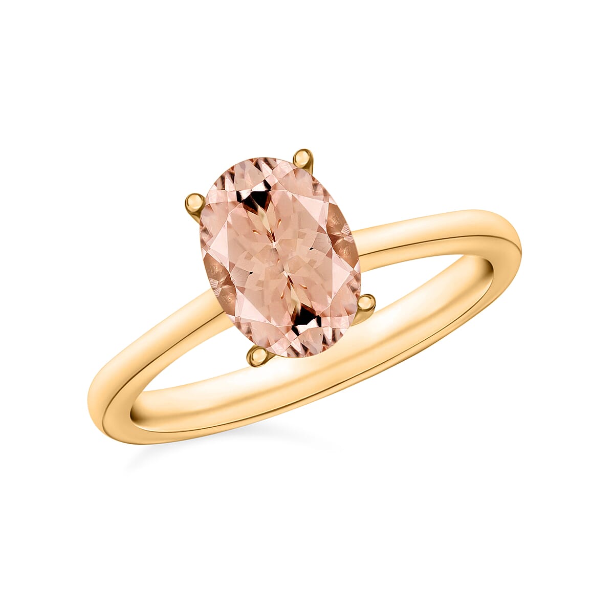 Luxoro Premium Pink Morganite 1.40 ctw Solitaire Ring in 14K Yellow Gold (Size 9.5) image number 0