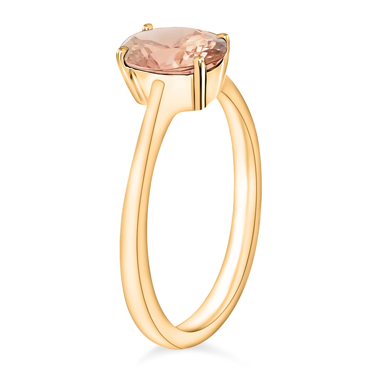 Luxoro Premium Pink Morganite 1.40 ctw Solitaire Ring in 14K Yellow Gold (Size 9.5) image number 2