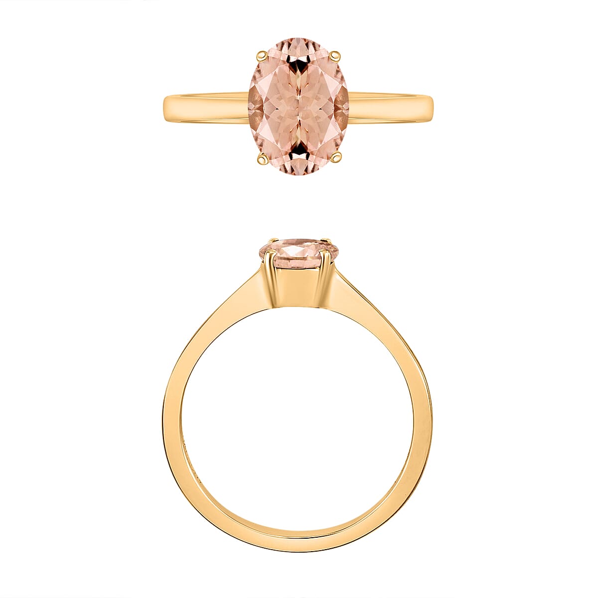 Luxoro Premium Pink Morganite 1.40 ctw Solitaire Ring in 14K Yellow Gold (Size 9.5) image number 3