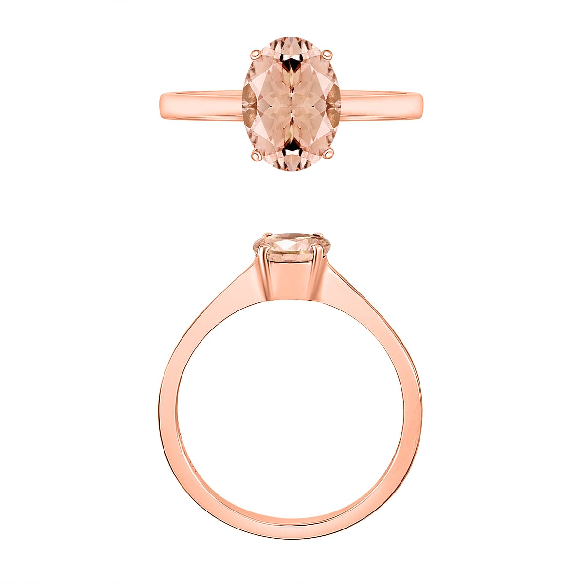Luxoro Premium Pink Morganite 1.40 ctw Solitaire Ring in 14K Rose Gold (Size 4.0) (Del. in 10-12 Days) image number 3