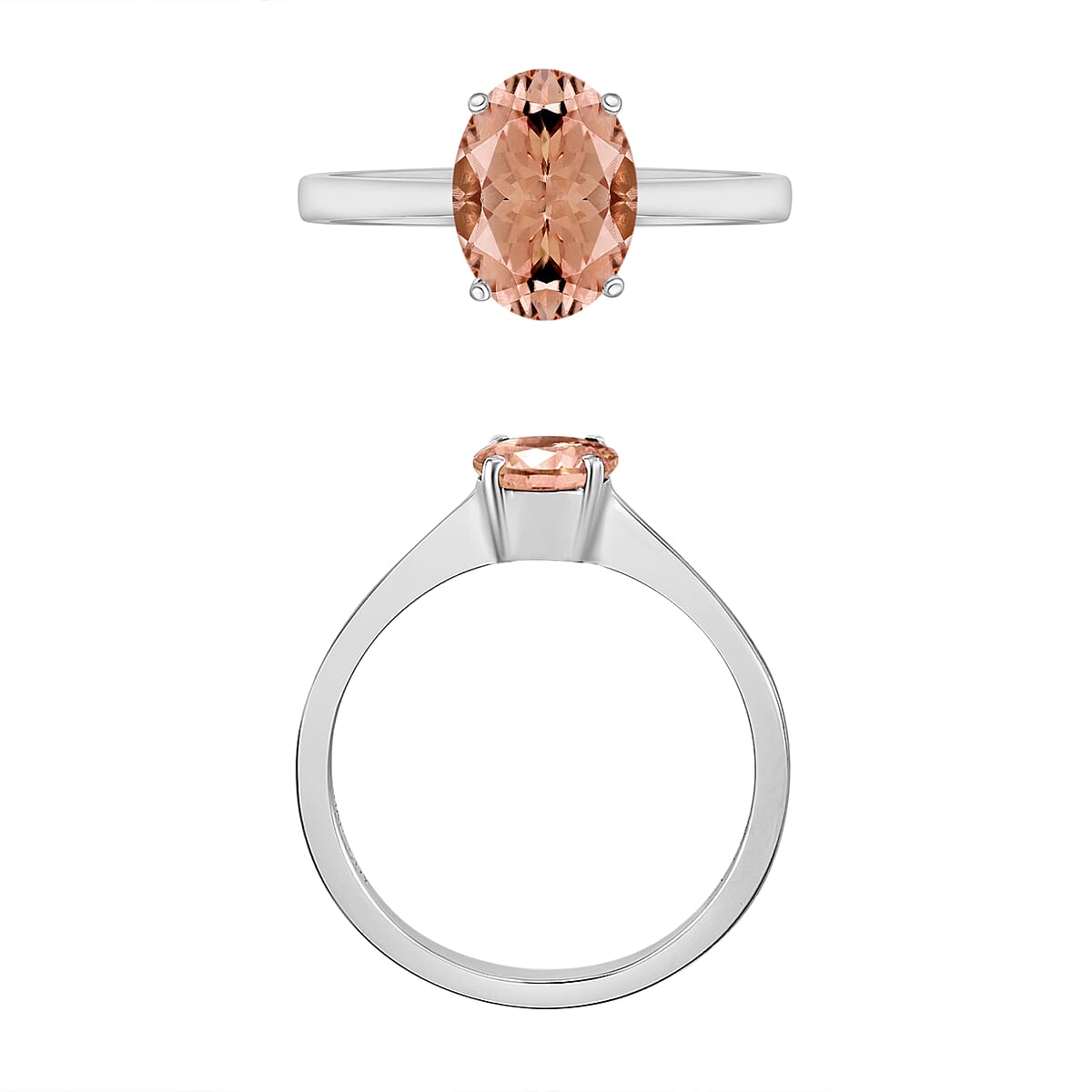 Rhapsody AAAA Pink Morganite 1.40 ctw Solitaire Ring in 950 Platinum (Size 4.0) 5.50 Grams image number 3