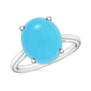 Premium Sleeping Beauty Turquoise Solitaire Ring in Platinum Over Sterling Silver (Size 4) 2.60 ctw