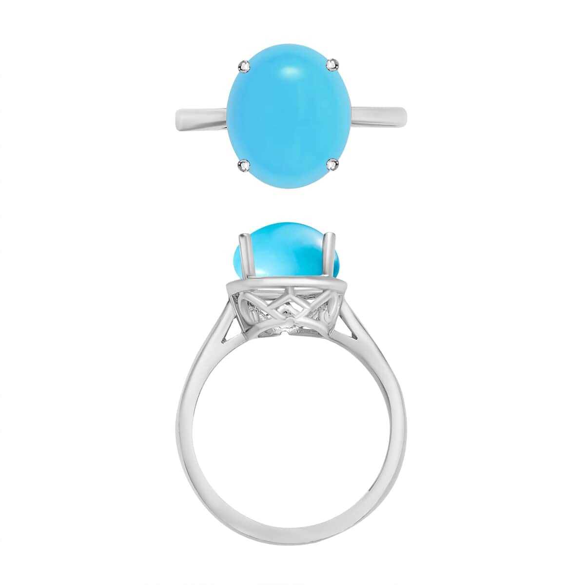 Premium Sleeping Beauty Turquoise Solitaire Ring in Platinum Over Sterling Silver (Size 4) 2.60 ctw image number 3
