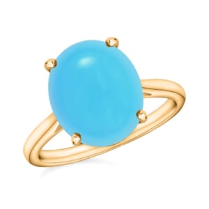 Premium Sleeping Beauty Turquoise Solitaire Ring in Vermeil Yellow Gold Over Sterling Silver (Size 4.0) 2.60 ctw