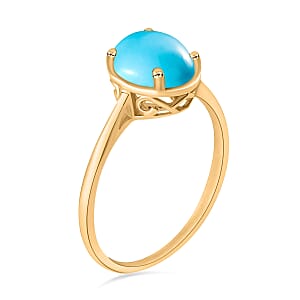 D'Joy Premium Sleeping Beauty Turquoise Solitaire Ring in Vermeil Yellow Gold Over Sterling Silver (Size 7.0) 2.60 ctw (Del. in 10-12 Days)