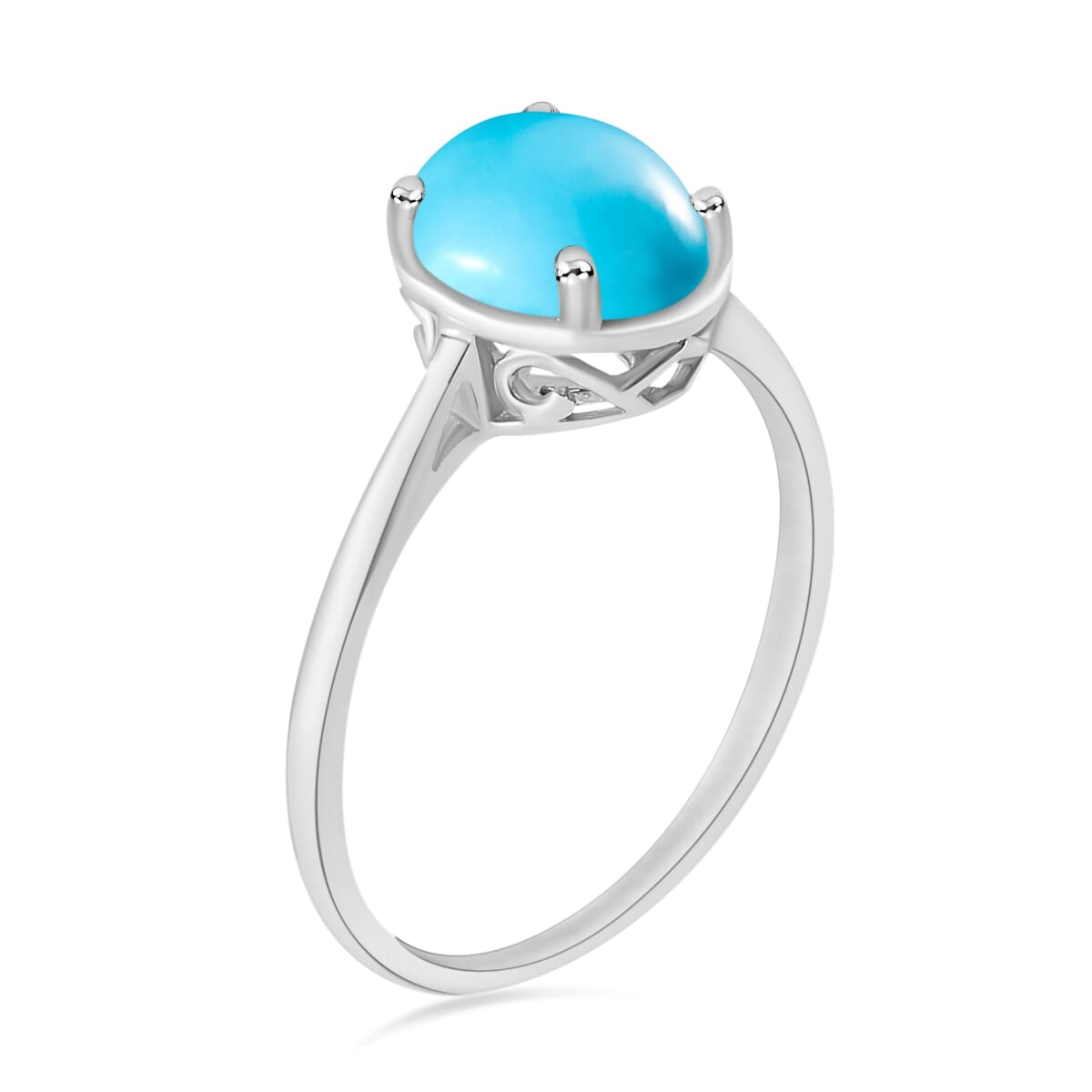 Luxoro AAA Sleeping Beauty Turquoise 2.60 ctw Solitaire Ring in 14K White Gold (Size 5.0) 4 Grams image number 2