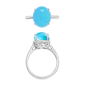 Luxoro AAA Sleeping Beauty Turquoise 2.60 ctw Solitaire Ring in 14K White Gold (Size 6.5) 4 Grams (Del. in 10-12 Days)