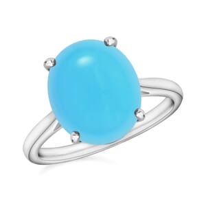 Luxoro AAA Sleeping Beauty Turquoise 2.60 ctw Solitaire Ring in 14K White Gold (Size 7.5) 4 Grams
