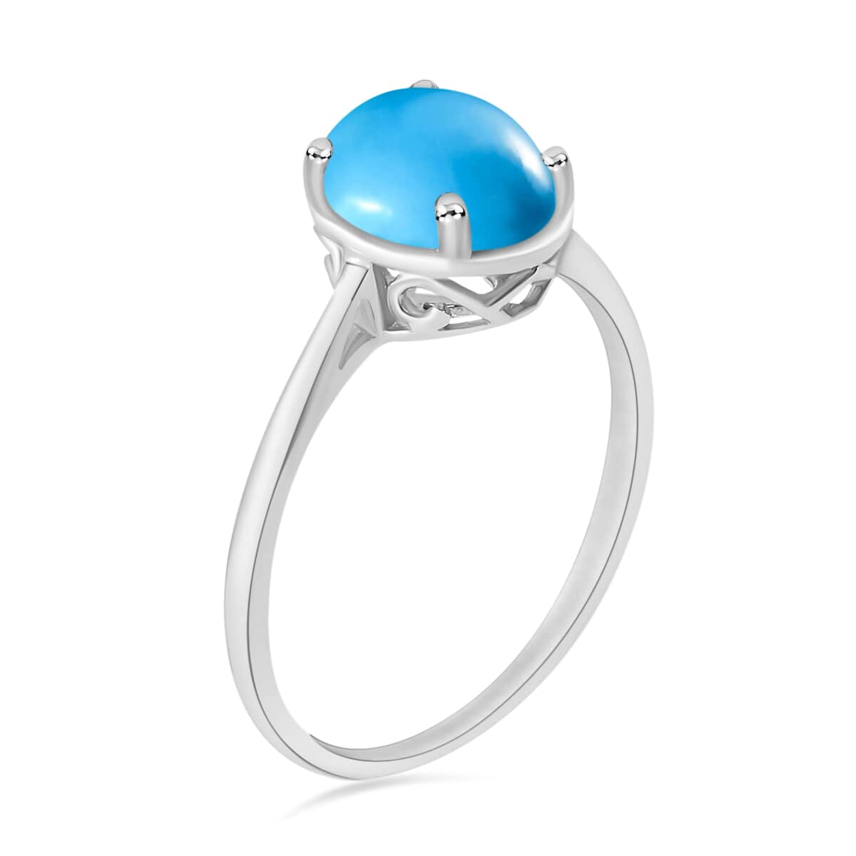 Premium Sleeping Beauty Turquoise Solitaire Ring in Platinum Over Sterling Silver (Size 4) 2.60 ctw image number 2