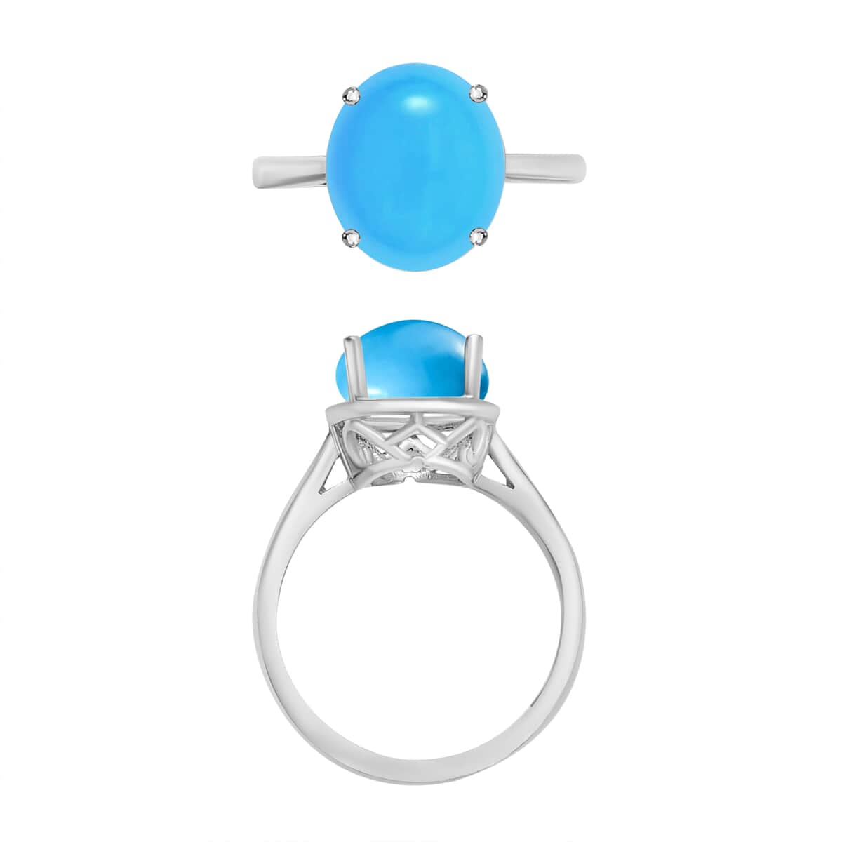 Premium Sleeping Beauty Turquoise Solitaire Ring in Platinum Over Sterling Silver (Size 4) 2.60 ctw image number 3