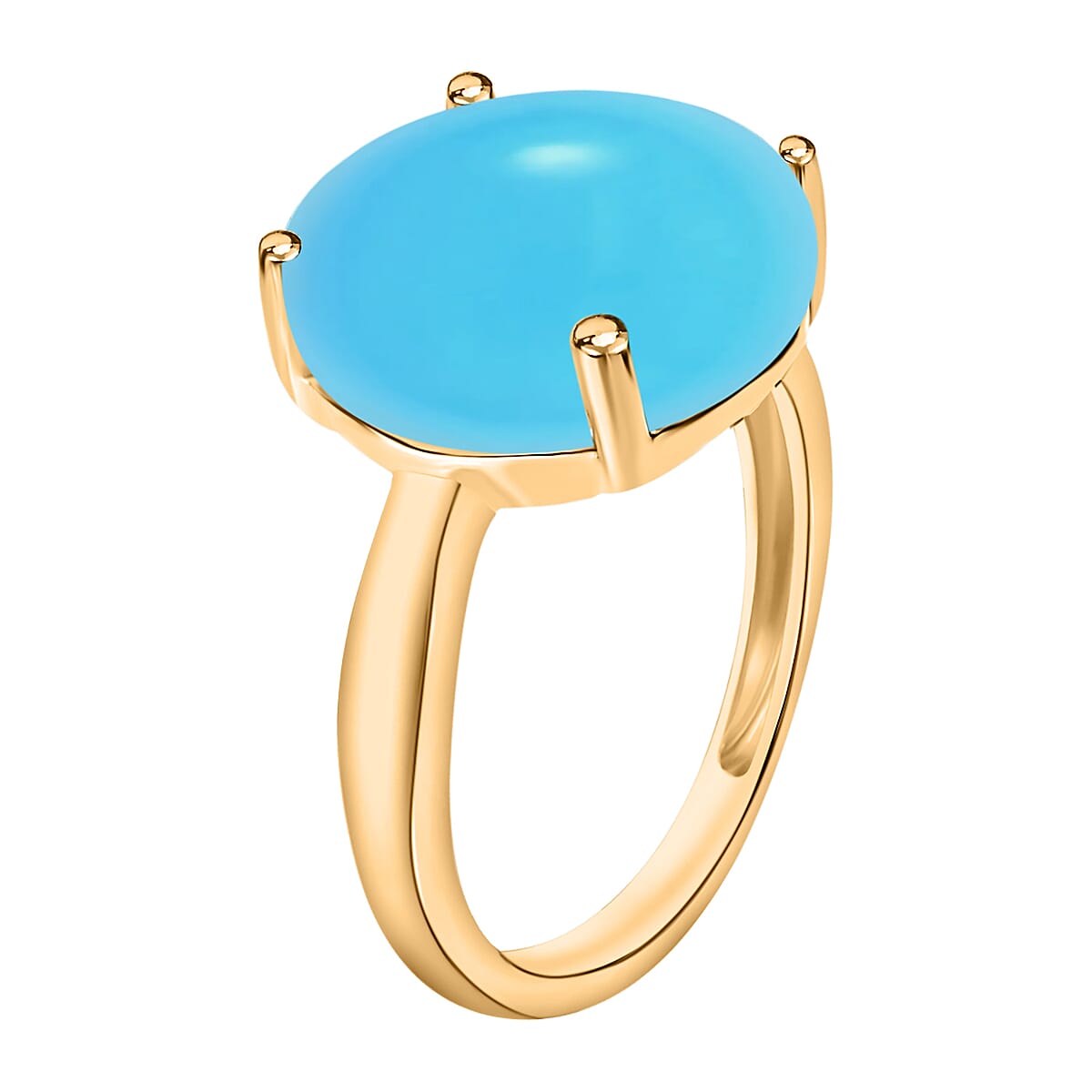 Premium Sleeping Beauty Turquoise Solitaire Ring in Vermeil Yellow Gold Over Sterling Silver (Size 4) 4.50 ctw (Del. in 10-12 Days) image number 2