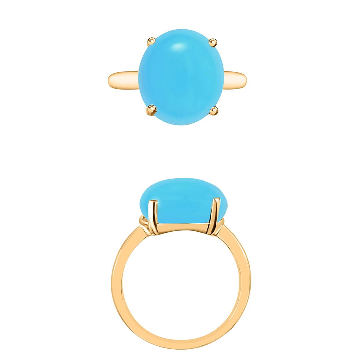 Premium Sleeping Beauty Turquoise Solitaire Ring in Vermeil Yellow Gold Over Sterling Silver (Size 4) 4.50 ctw (Del. in 10-12 Days) image number 3