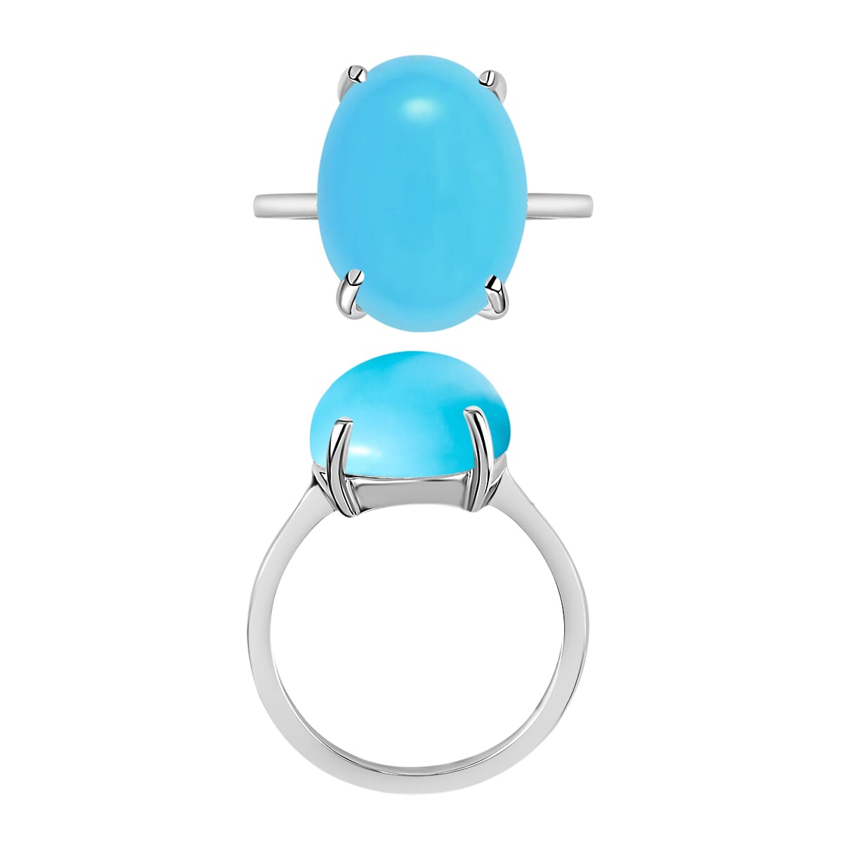 Premium Sleeping Beauty Turquoise Solitaire Ring in Platinum Over Sterling Silver (Size 4.0) 7.00 ctw image number 3