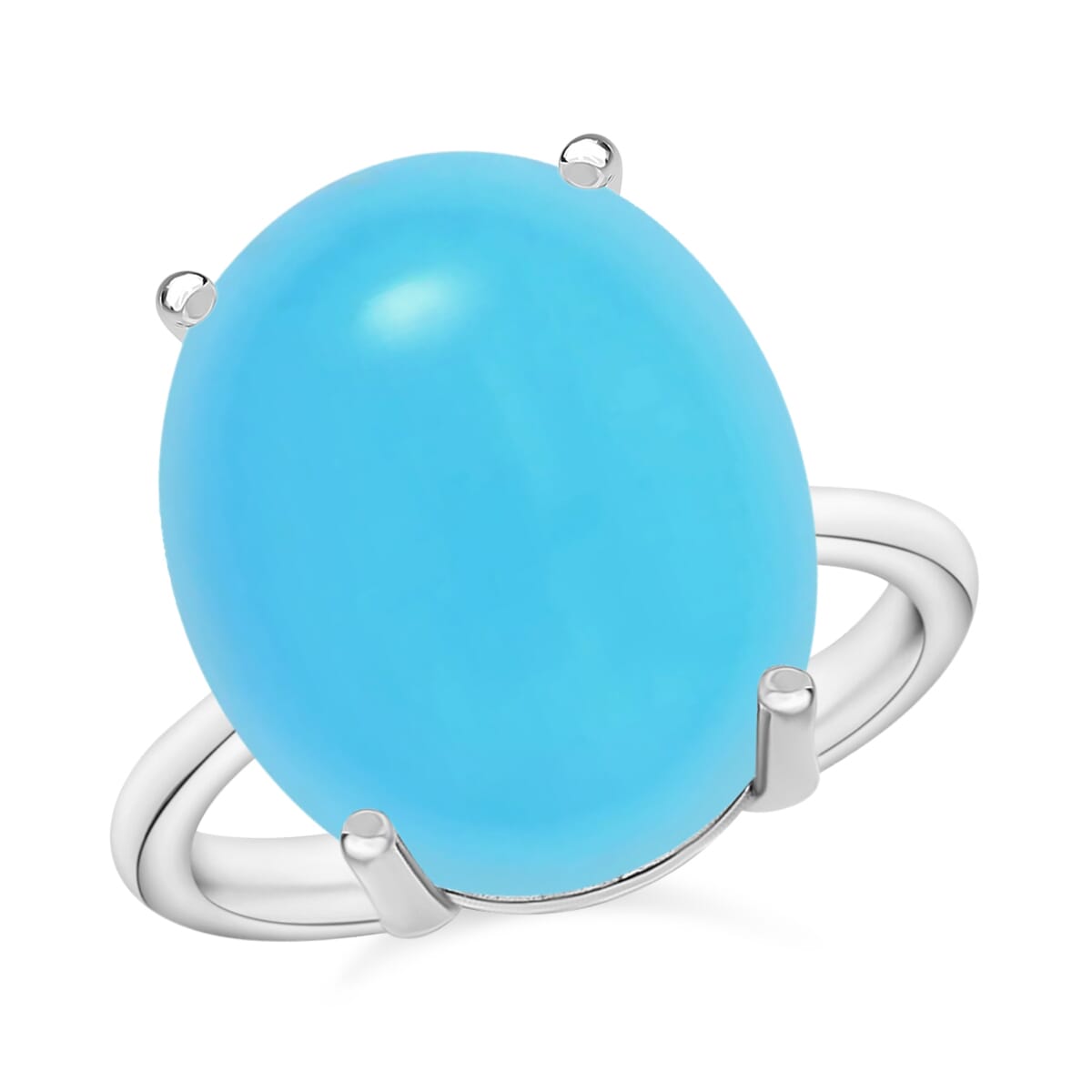 Premium Sleeping Beauty Turquoise Solitaire Ring in Platinum Over Sterling Silver (Size 4.0) 7.00 ctw image number 0