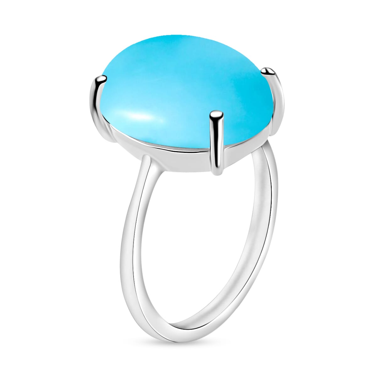 Premium Sleeping Beauty Turquoise Solitaire Ring in Platinum Over Sterling Silver (Size 4.0) 7.00 ctw image number 2