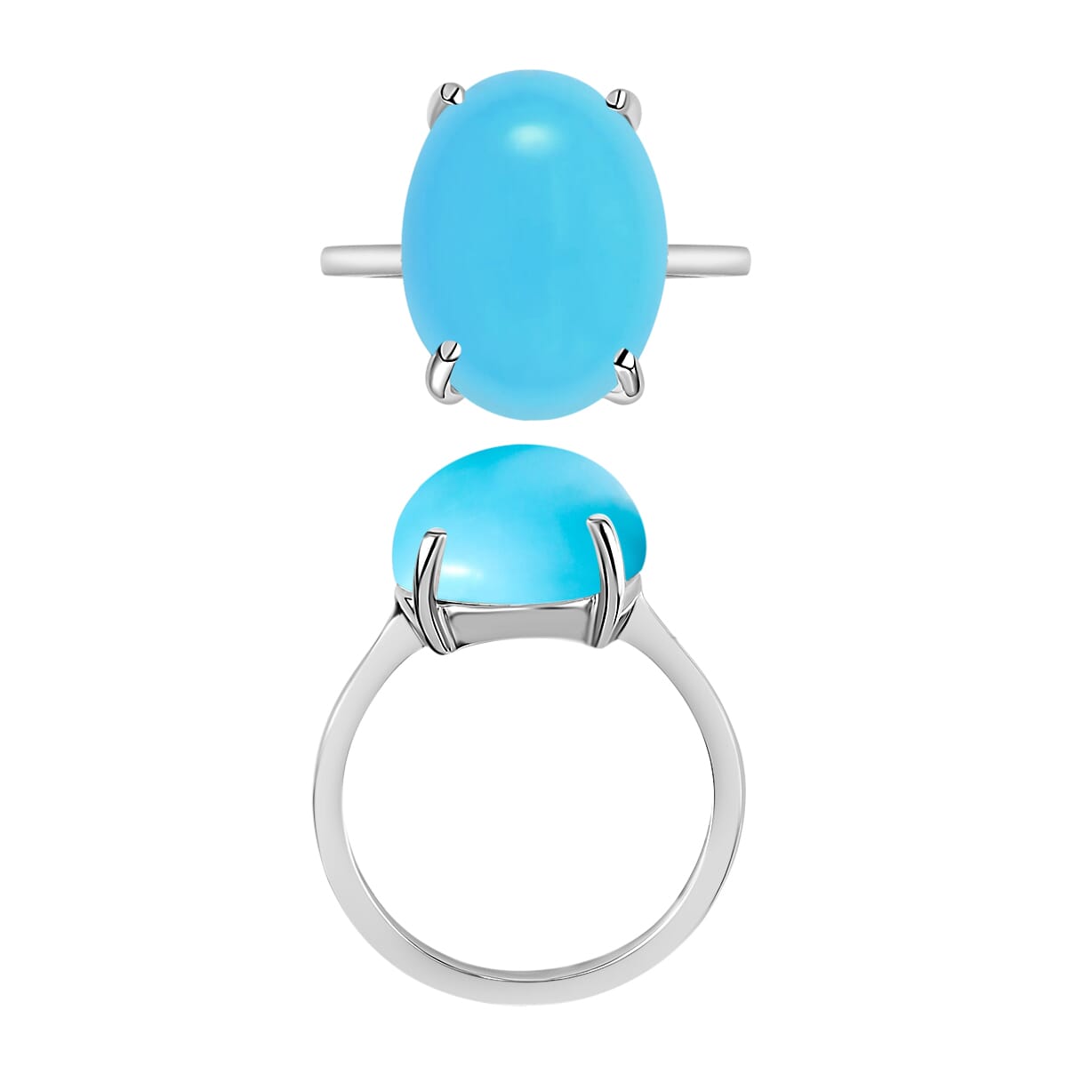 Premium Sleeping Beauty Turquoise Solitaire Ring in Platinum Over Sterling Silver (Size 4.0) 7.00 ctw image number 3