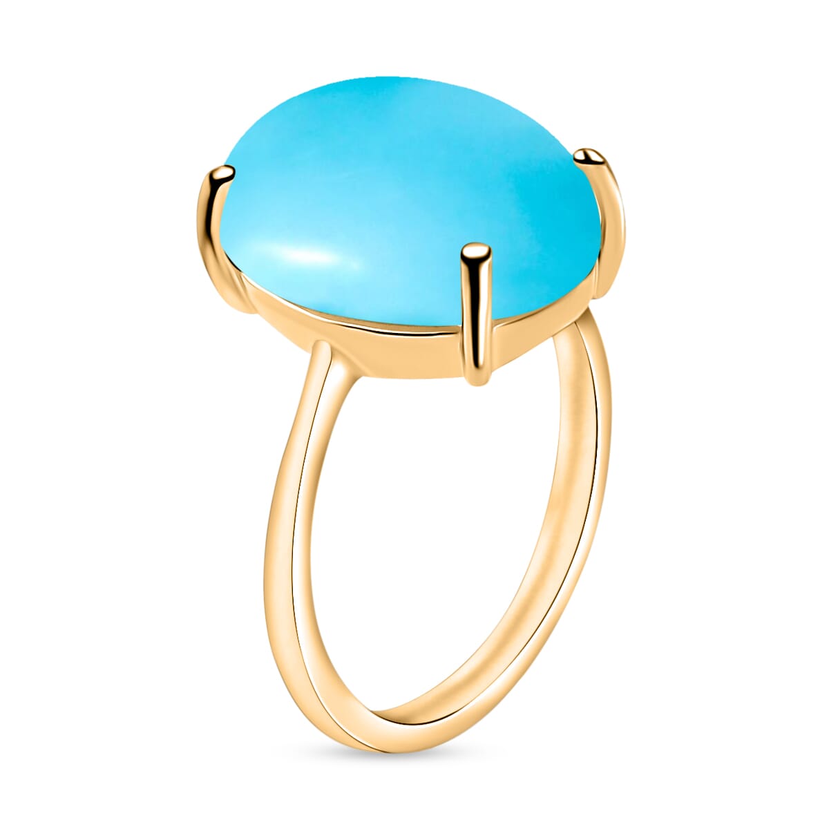 Premium Sleeping Beauty Turquoise 7.00 ctw Solitaire Ring in Vermeil Yellow Gold Over Sterling Silver (Size 4.0) image number 2