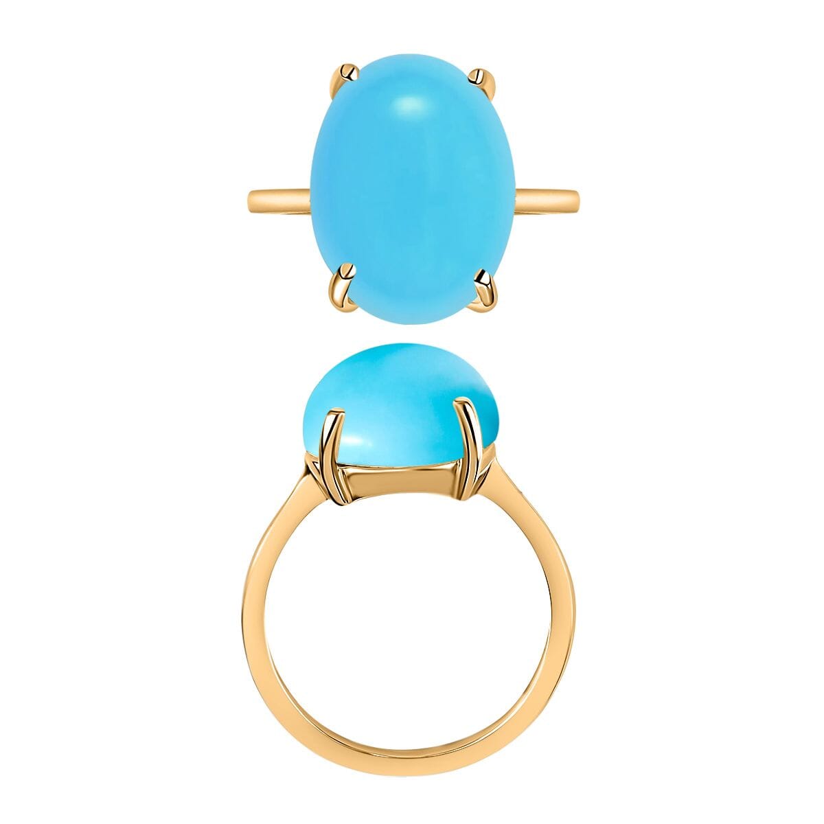 Premium Sleeping Beauty Turquoise 7.00 ctw Solitaire Ring in Vermeil Yellow Gold Over Sterling Silver (Size 8.5) image number 3