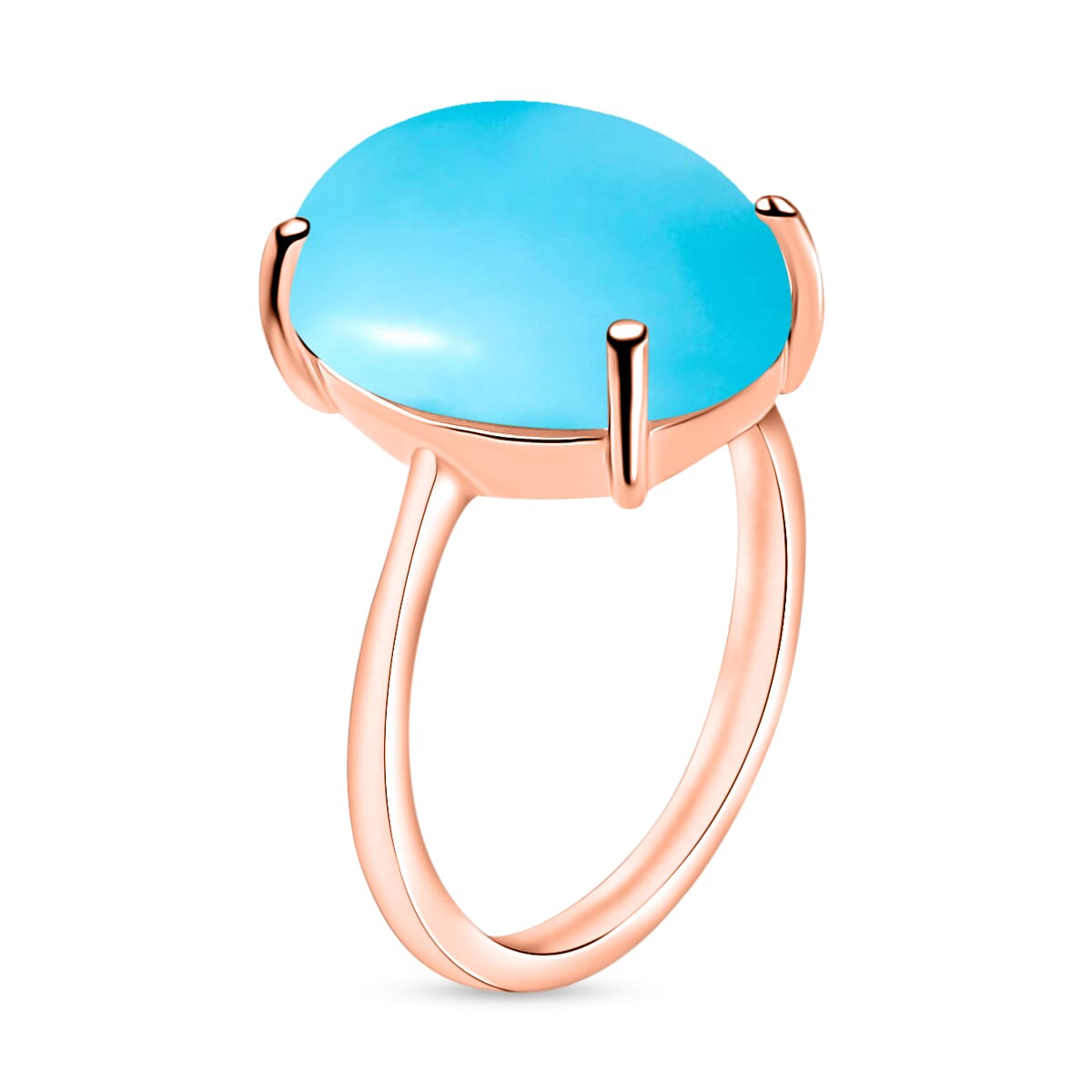 Premium Sleeping Beauty Turquoise 7.00 ctw Solitaire Ring in Vermeil Rose Gold Over Sterling Silver (Size 5.5) image number 2
