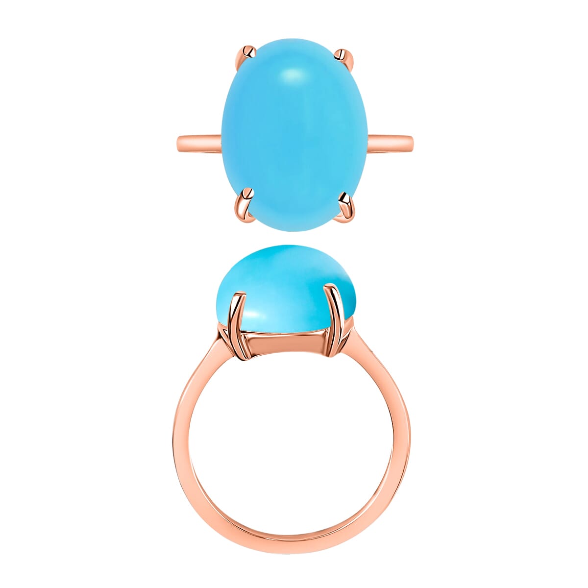 Premium Sleeping Beauty Turquoise 7.00 ctw Solitaire Ring in Vermeil Rose Gold Over Sterling Silver (Size 5.5) image number 3