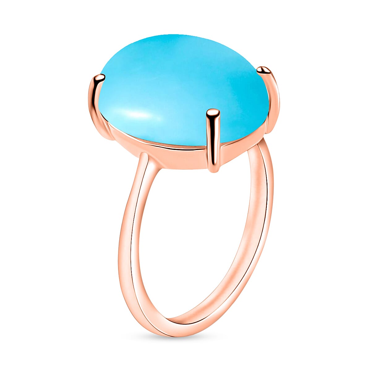 Premium Sleeping Beauty Turquoise 7.00 ctw Solitaire Ring in Vermeil Rose Gold Over Sterling Silver (Size 7.0) image number 2