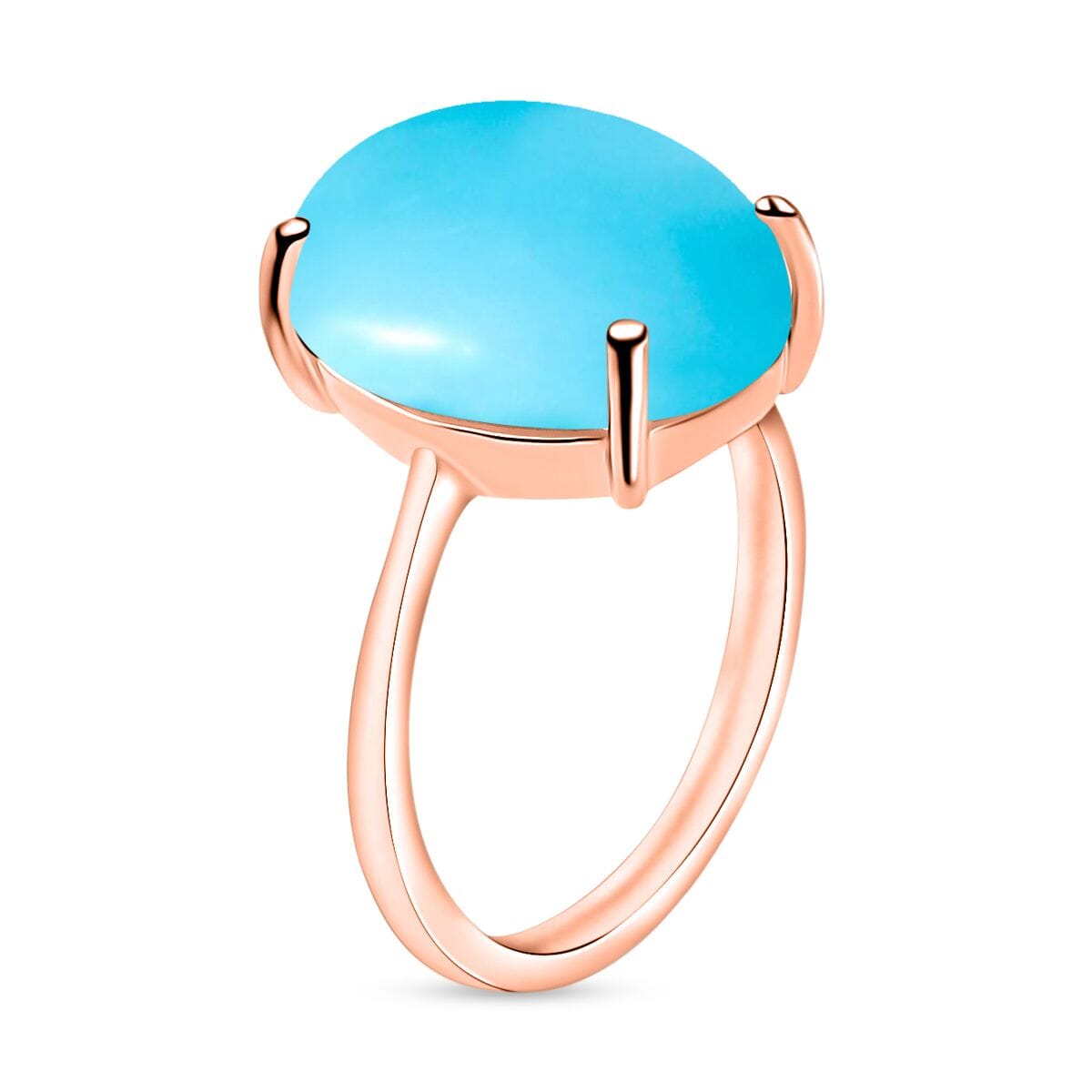 Premium Sleeping Beauty Turquoise 7.00 ctw Solitaire Ring in Vermeil Rose Gold Over Sterling Silver (Size 9.5) image number 2