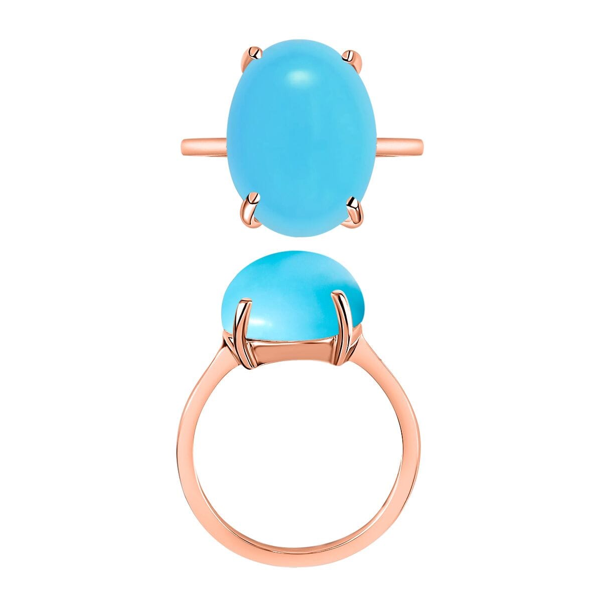 Premium Sleeping Beauty Turquoise 7.00 ctw Solitaire Ring in Vermeil Rose Gold Over Sterling Silver (Size 9.5) image number 3
