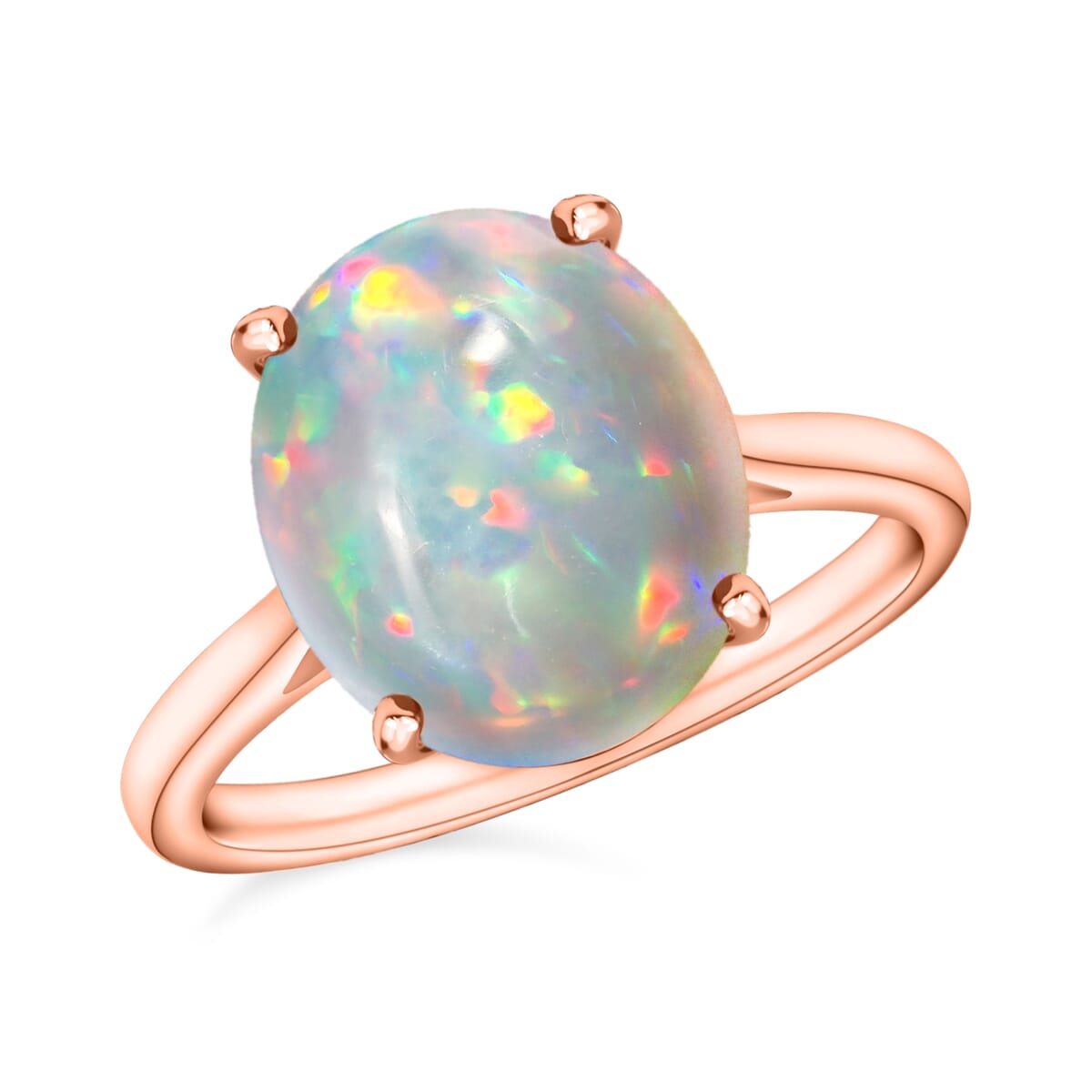 Premium Ethiopian Welo Opal 1.80 ctw Solitaire Ring in Vermeil Rose Gold Over Sterling Silver (Size 5.5) image number 0