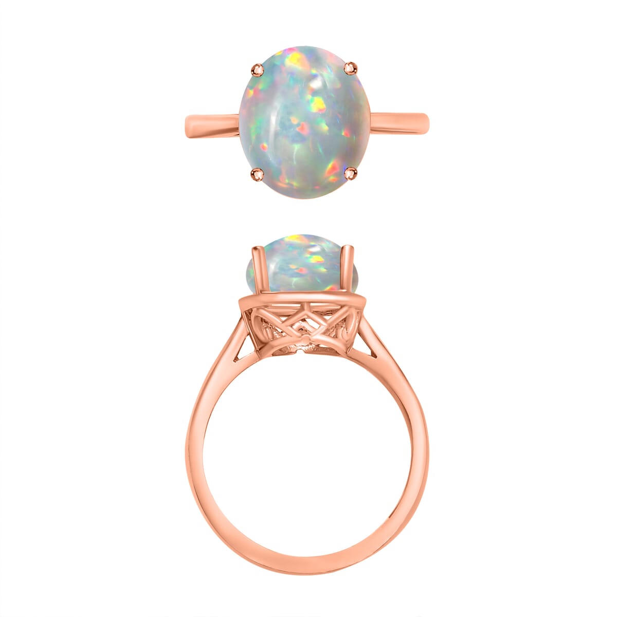 Premium Ethiopian Welo Opal 1.80 ctw Solitaire Ring in Vermeil Rose Gold Over Sterling Silver (Size 5.5) image number 1
