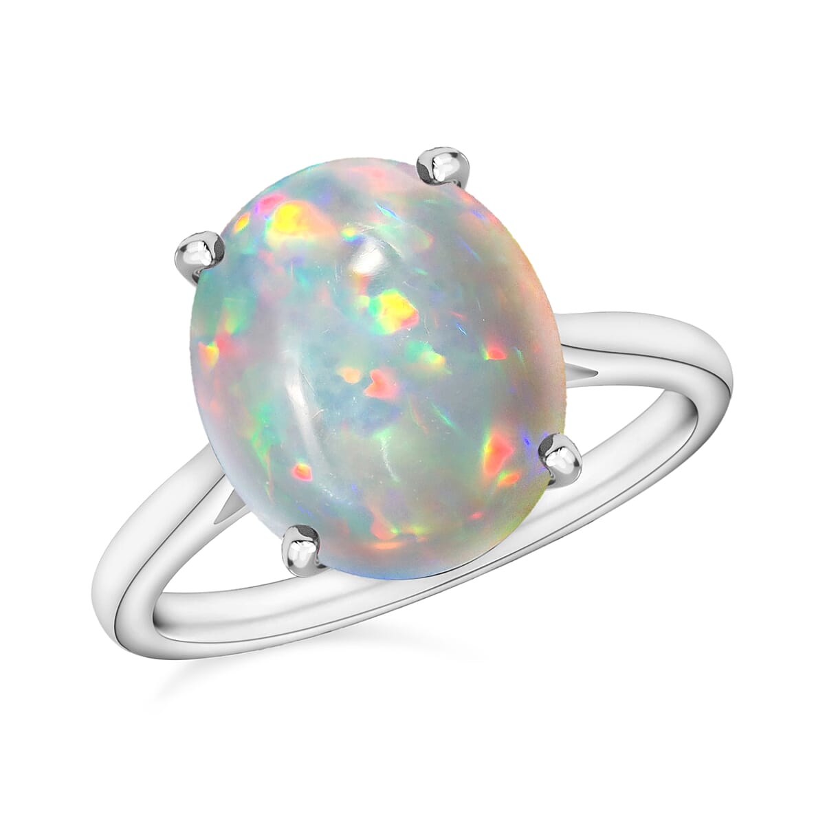 Luxoro Premium Ethiopian Welo Opal 1.80 ctw Solitaire Ring in 14K White Gold (Size 11.0) 4 Grams (Del. in 10-12 Days) image number 0