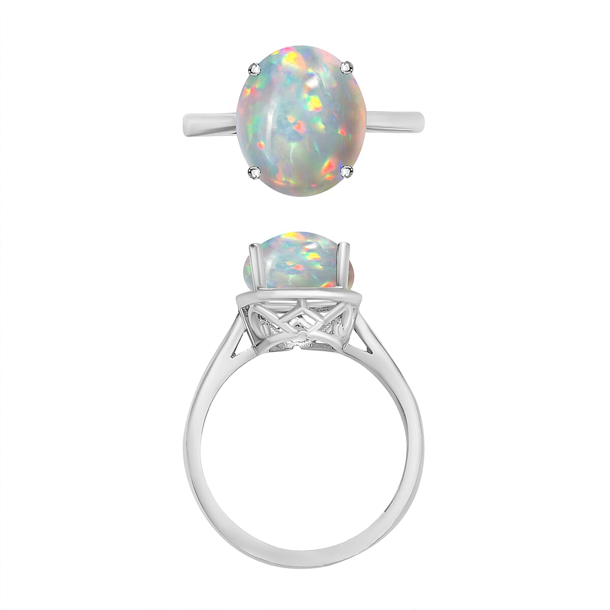 Luxoro Premium Ethiopian Welo Opal 1.80 ctw Solitaire Ring in 14K White Gold (Size 11.0) 4 Grams (Del. in 10-12 Days) image number 3