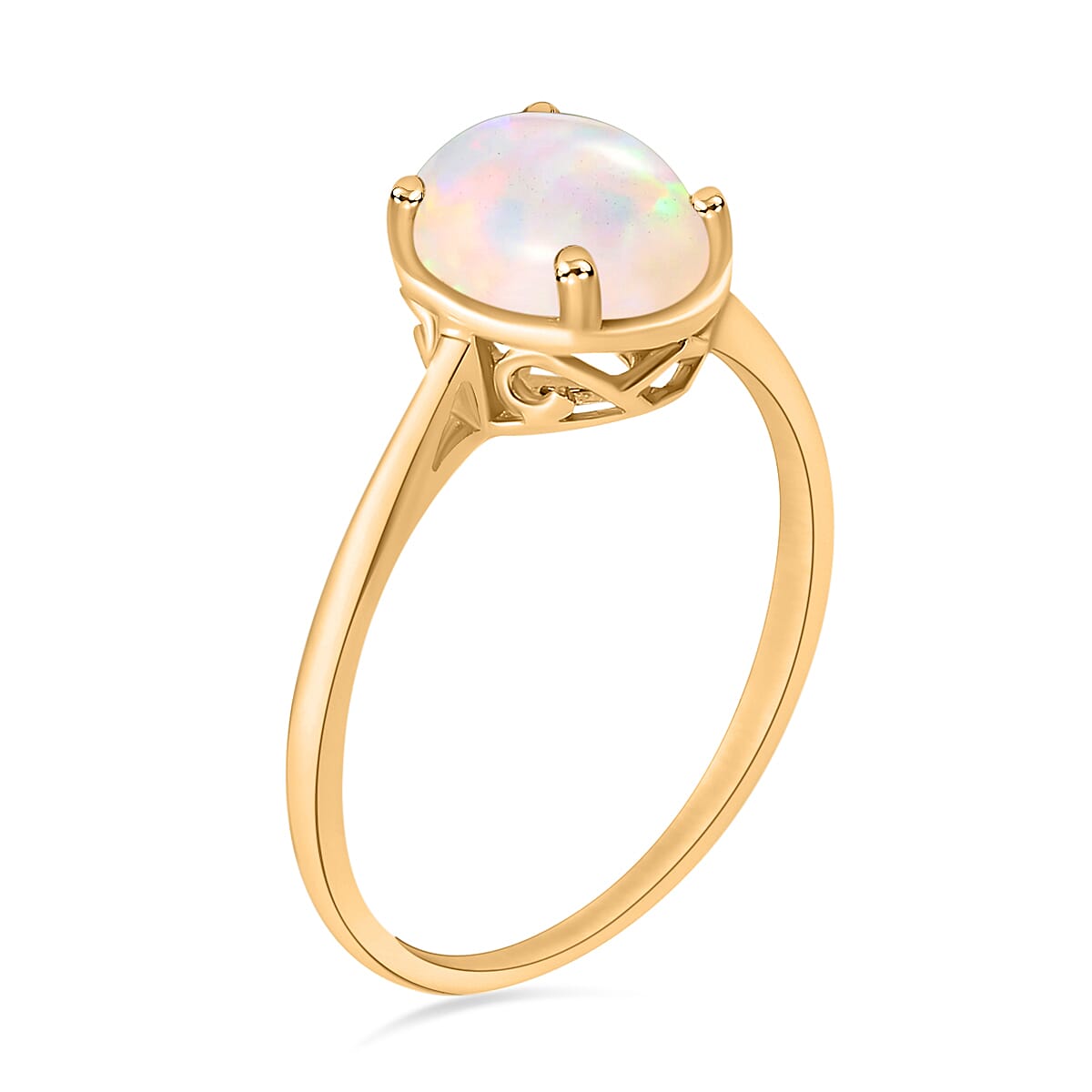 Luxoro Premium Ethiopian Welo Opal 1.80 ctw Solitaire Ring in 14K Yellow Gold (Size 11.0) 4 Grams image number 2