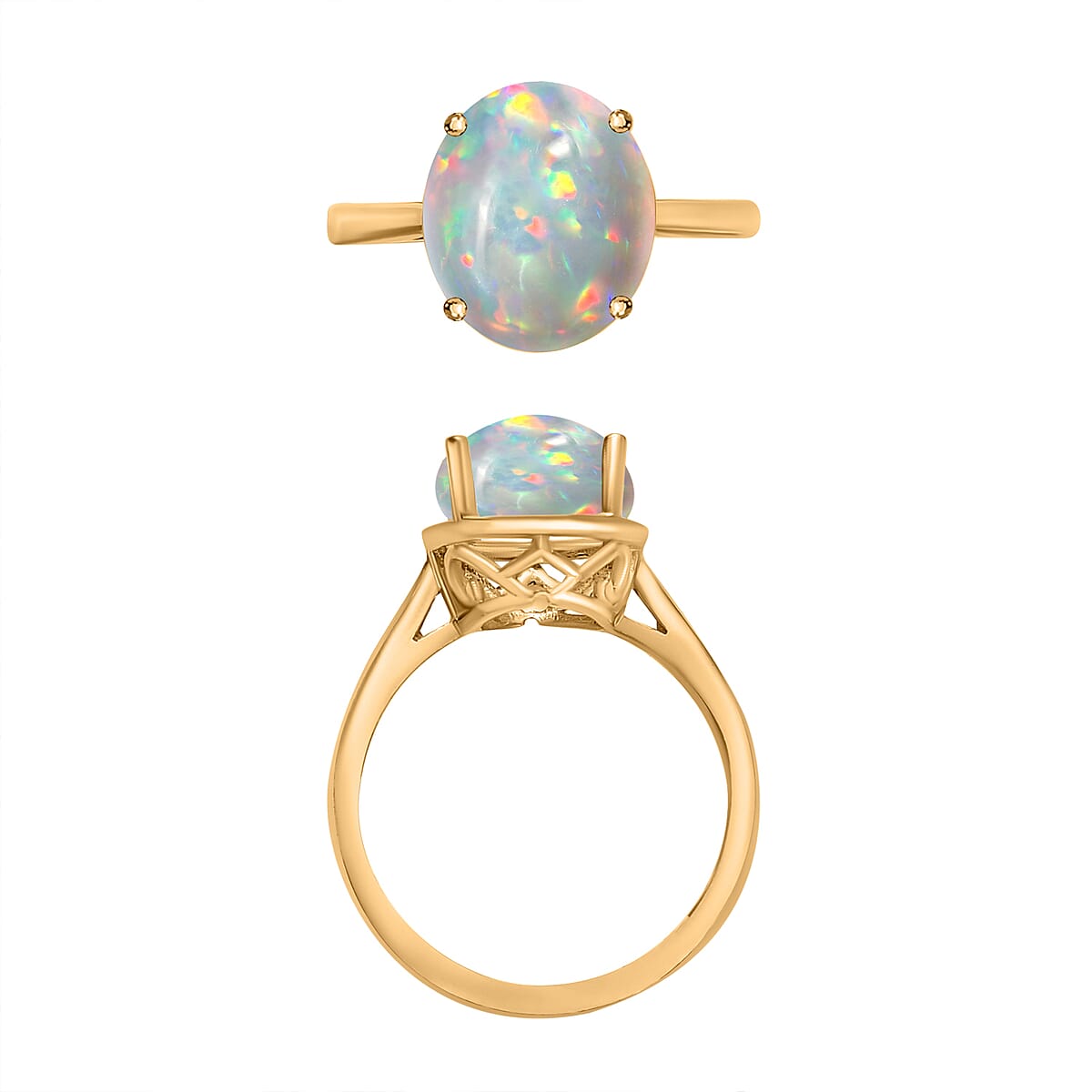Luxoro Premium Ethiopian Welo Opal 1.80 ctw Solitaire Ring in 14K Yellow Gold (Size 11.0) 4 Grams image number 3