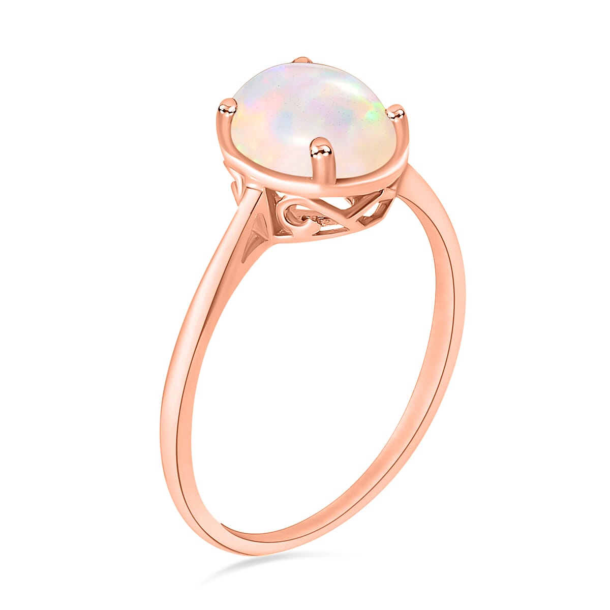 Luxoro Premium Ethiopian Welo Opal 1.80 ctw Solitaire Ring in 14K Rose Gold (Size 10.0) 4 Grams (Del. in 10-12 Days) image number 2