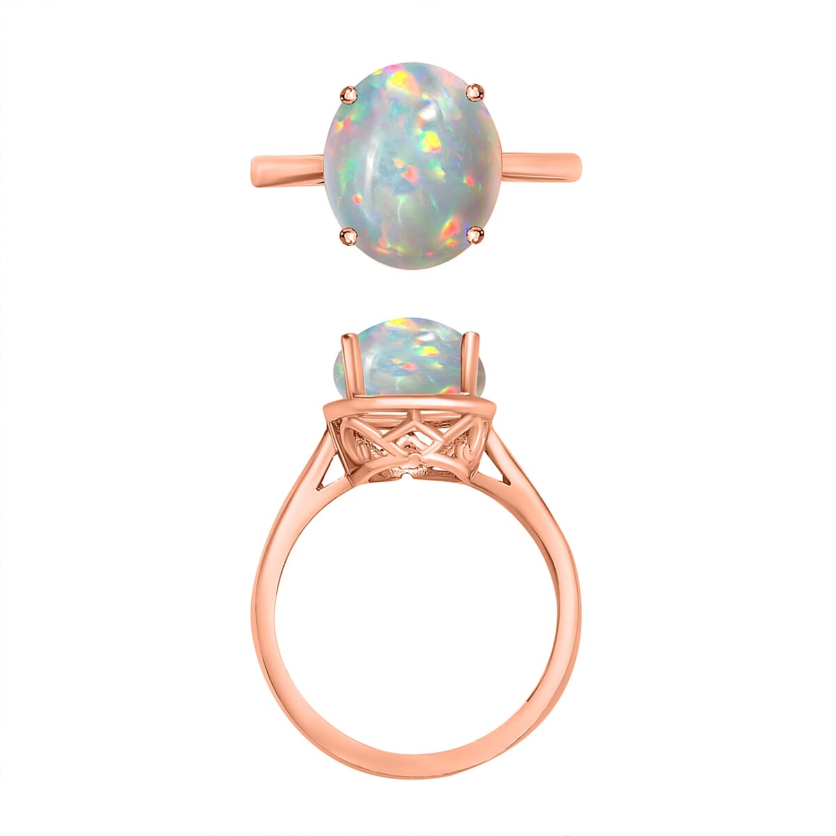 Luxoro Premium Ethiopian Welo Opal 1.80 ctw Solitaire Ring in 14K Rose Gold (Size 10.0) 4 Grams (Del. in 10-12 Days) image number 3