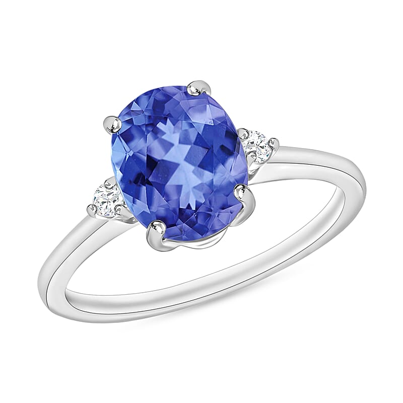 Luxoro Premium Tanzanite and G-H I1-I2 Diamond 2.10 ctw Ring in 14K White Gold (Size 4.0) 4 Grams
