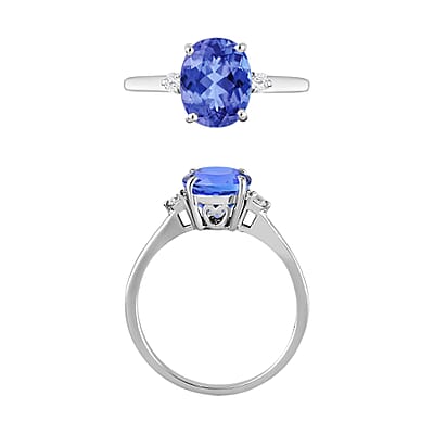 Luxoro Premium Tanzanite and G-H I1-I2 Diamond 2.10 ctw Ring in 14K White Gold (Size 4.0) 4 Grams