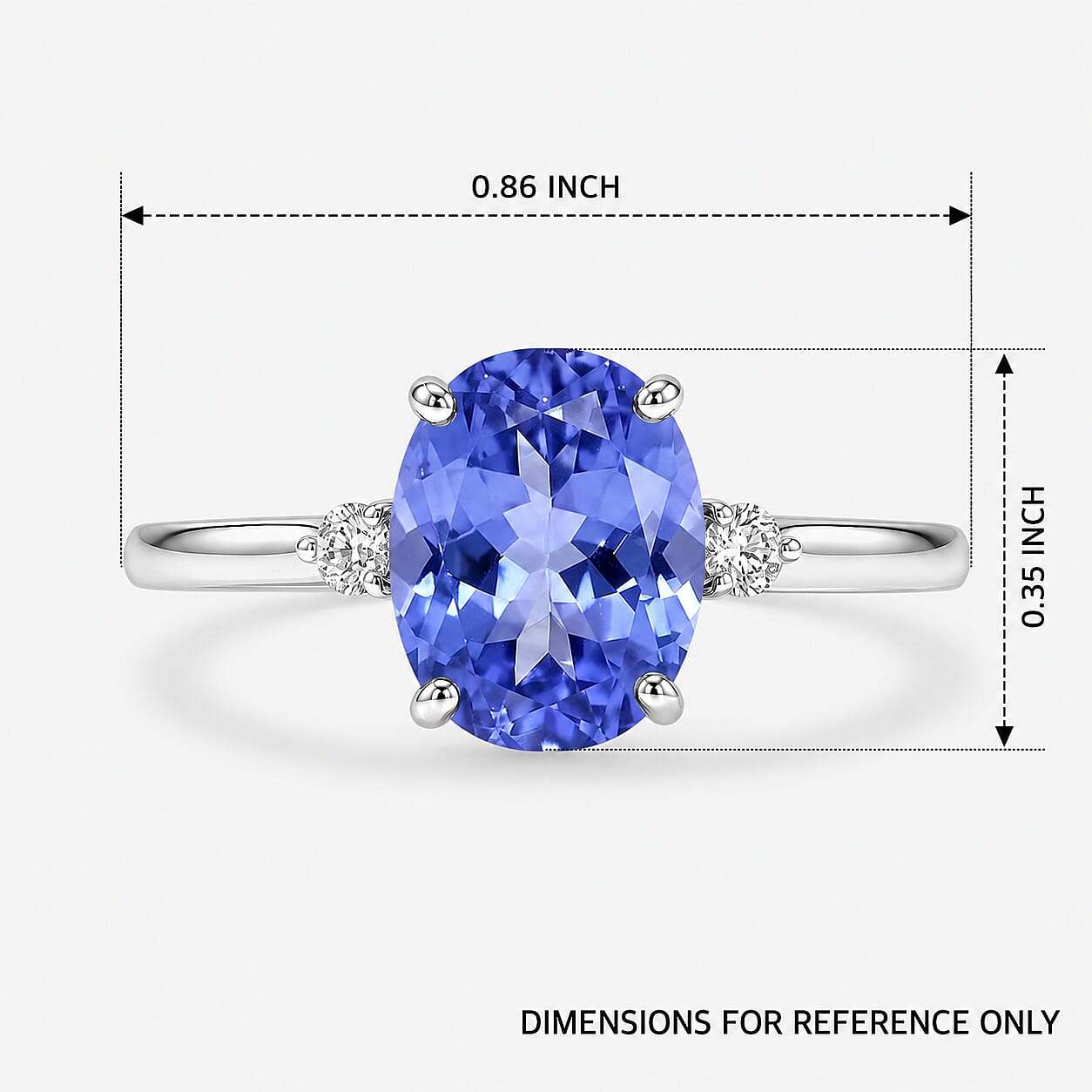 Luxoro Premium Tanzanite and G-H I1-I2 Diamond 2.10 ctw Ring in 14K White Gold (Size 4.0) 4 Grams