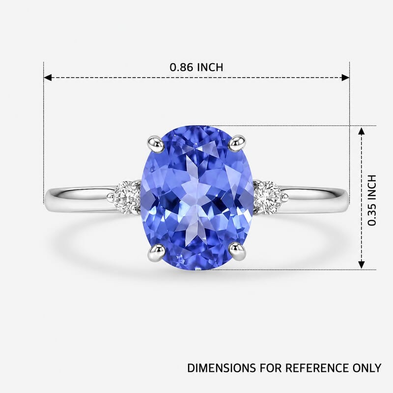 Luxoro Premium Tanzanite and G-H I1-I2 Diamond 2.10 ctw Ring in 14K White Gold (Size 4.0) 4 Grams