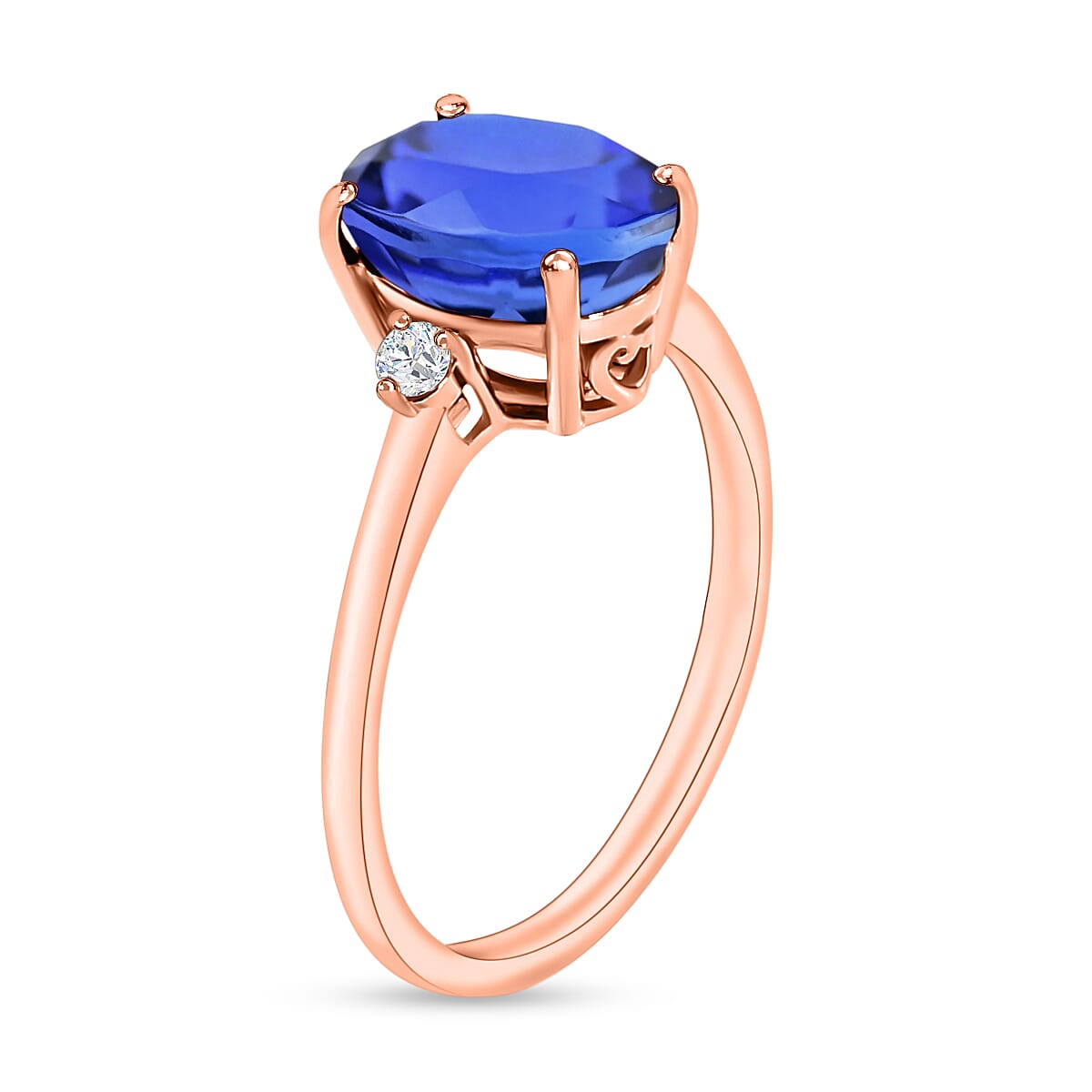 Luxoro Premium Tanzanite and G-H I1-I2 Diamond 2.10 ctw Ring in 14K Rose Gold (Size 5.0) 4 Grams (Del. in 10-12 Days) image number 2