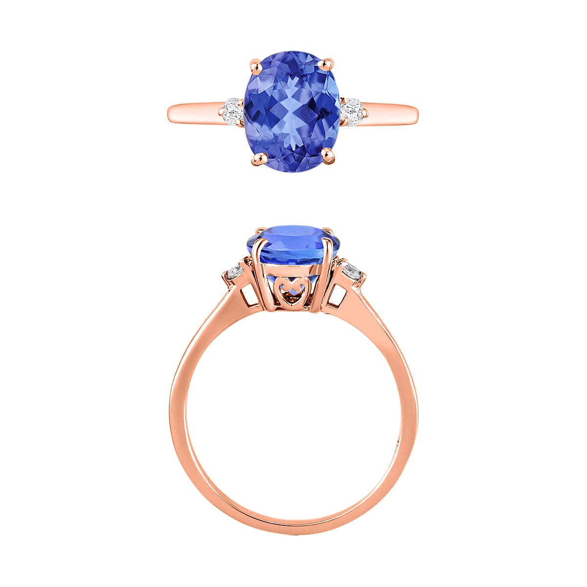 Luxoro Premium Tanzanite and G-H I1-I2 Diamond 2.10 ctw Ring in 14K Rose Gold (Size 5.0) 4 Grams (Del. in 10-12 Days) image number 3