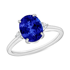 Rhapsody 950 Platinum AAAA Tanzanite and E-F VS Diamond Ring (Size 4.0) 5.50 Grams 2.10 ctw