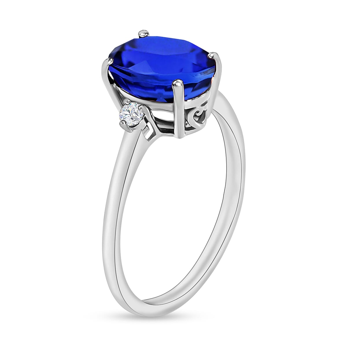 Rhapsody 950 Platinum AAAA Tanzanite and E-F VS Diamond Ring (Size 4.0) 5.50 Grams 2.10 ctw image number 2
