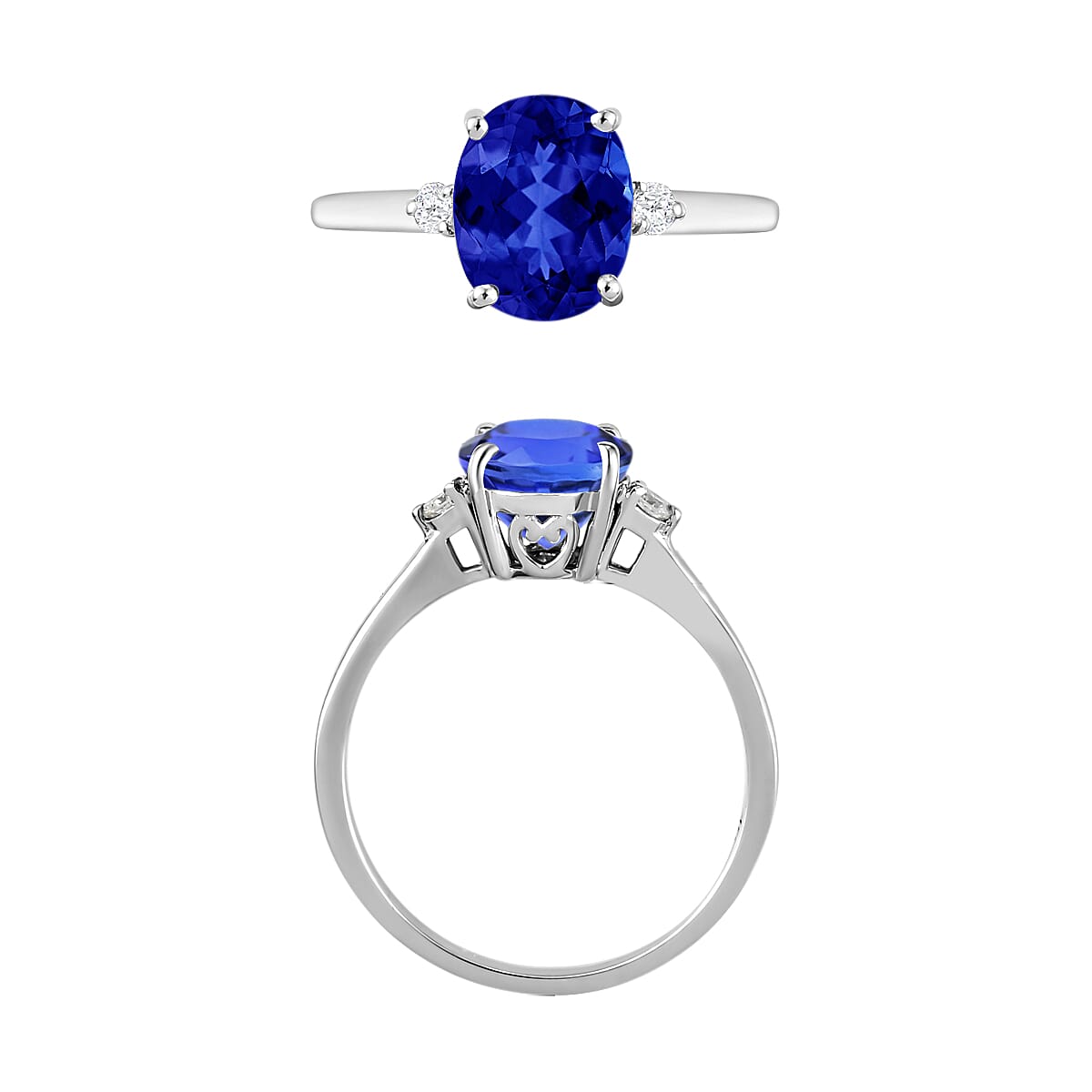 Rhapsody 950 Platinum AAAA Tanzanite and E-F VS Diamond Ring (Size 4.0) 5.50 Grams 2.10 ctw image number 3