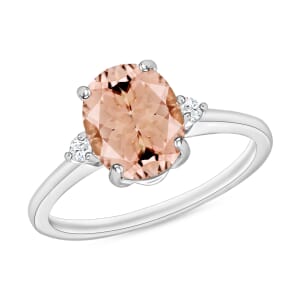 Luxoro 14K White Gold Premium Marropino Morganite and I1-I2 Diamond Ring (Size 4.0) 4 Grams 2.50 ctw