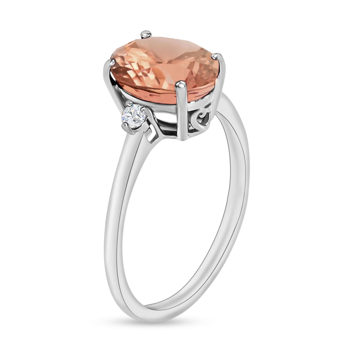 Rhapsody 950 Platinum AAAA Marropino Morganite and E-F VS Diamond Ring (Size 4.5) 5.50 Grams 2.50 ctw image number 2