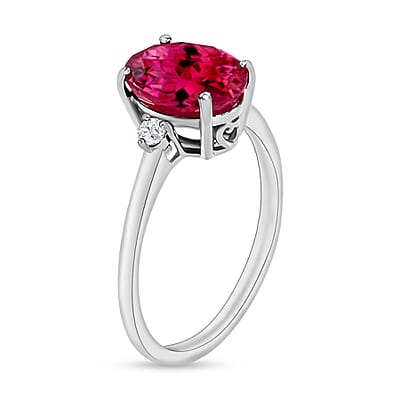 Luxoro Premium Ouro Fino Rubellite and G-H I1-I2 Diamond 2.50 ctw Ring in 14K White Gold (Size 4.0) 4 Grams