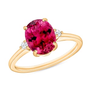 Luxoro Premium Ouro Fino Rubellite and G-H I1-I2 Diamond 2.50 ctw Ring in 14K Yellow Gold (Size 7.5) 4 Grams