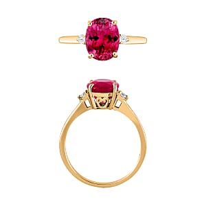 Luxoro Premium Ouro Fino Rubellite and G-H I1-I2 Diamond 2.50 ctw Ring in 14K Yellow Gold (Size  8.0)  4 Grams